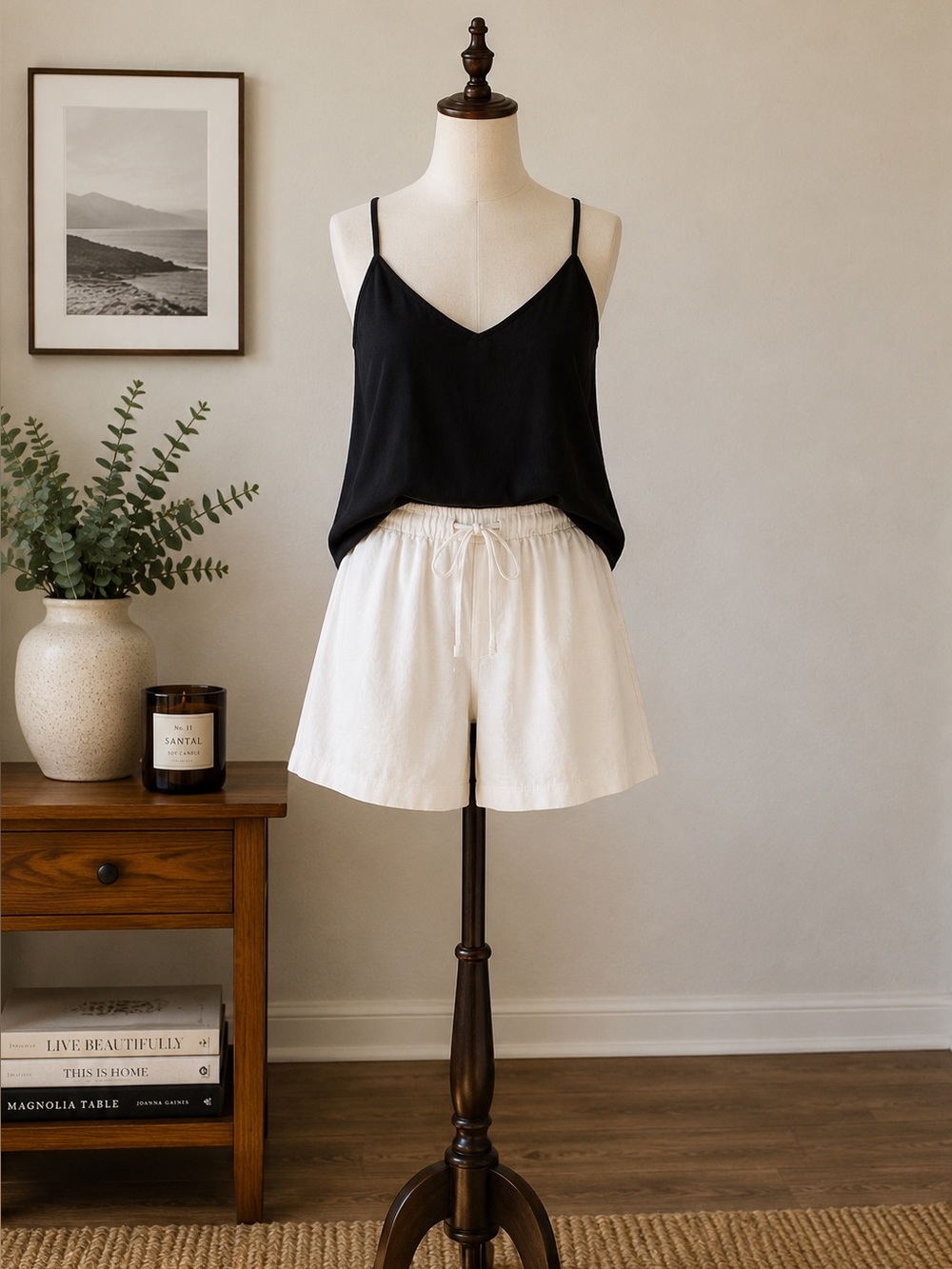 Linen Blend Cream Pull On Shorts Coastal Resort Quiet Luxury Size S H&M